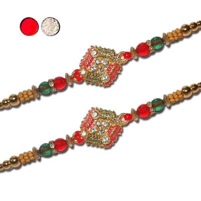 "Designer Fancy Rakhi - FR- 8170 A - Code 093 (2 RAKHIS) - Click here to View more details about this Product